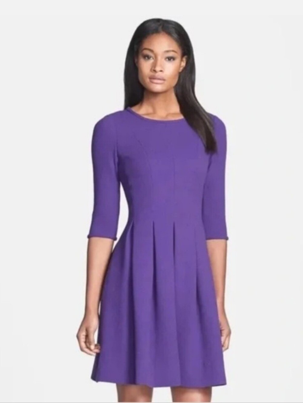 Lafayette 148 New York Purple Pleated Fit & Flare Dress